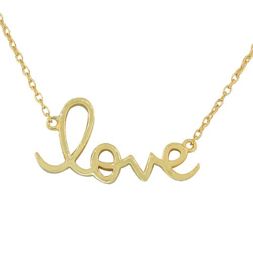 Sterling Silver Yellow Gold Love Heart Charm Womens Girls Pendant Necklace